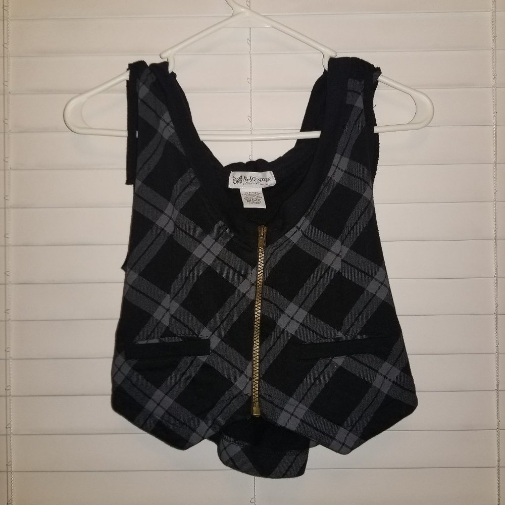 Self Esteem grey and black plaid hooded vest Small/Medium